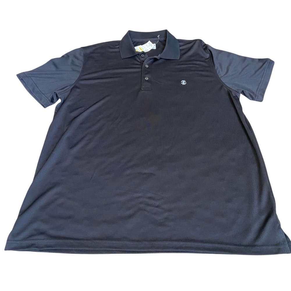 Izod Polo Men’s XL Black Collared Short Sleeve Shirt NWT New Gold Sun Control
